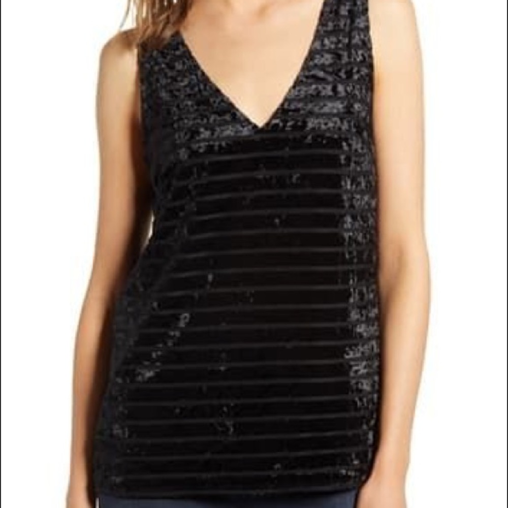 Chelsea28 Shadow Stripe Velvet Tank Top